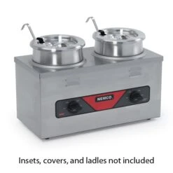 NEMCO 6120A Countertop 4-Qt Twin Well Warmer W/ Adjustable Thermostat