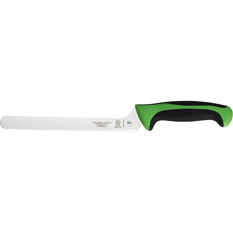 Mercer Culinary M22418GR Millennia 8" Green Offset Bread Knife 3 Mercer Culinary M22418GR Millennia 8" Green Offset Bread Knife