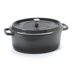 G.E.T. CA-007-GR/BK/CC Heiss Gray 6.5 Quart Oval Dutch Oven