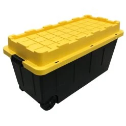 Centrex 64GTBXTCBY Tough Box Black 64 Gal Tote / Wheels And Yellow Lid