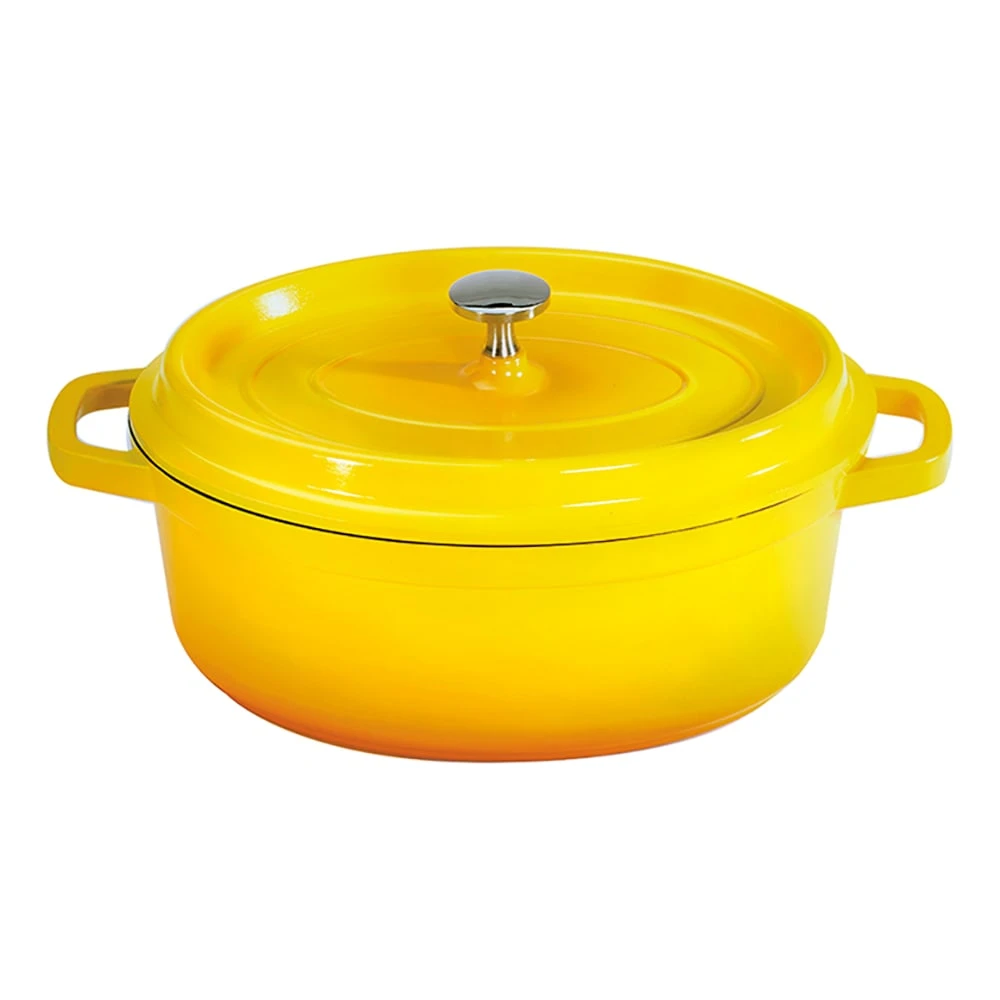 G.E.T. CA-009-Y/BK Yellow/Black Oval 3.75 Qt. Dutch Oven W/ Cover Set 3 G.E.T. CA-009-Y/BK Yellow/Black Oval 3.75 Qt. Dutch Oven W/ Cover Set