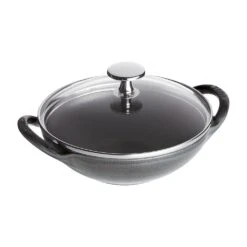 Staub 1311718 Graphite Gray .69 Quart Baby Wok With Glass Lid