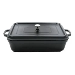 G.E.T. CA-017-GR/BK Heiss Gray Rectangle 7.5 Quart Roaster